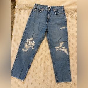 Zara cropped and distressed jeans